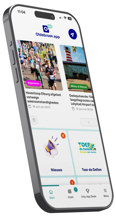 De Oldebroek app op een telefoon